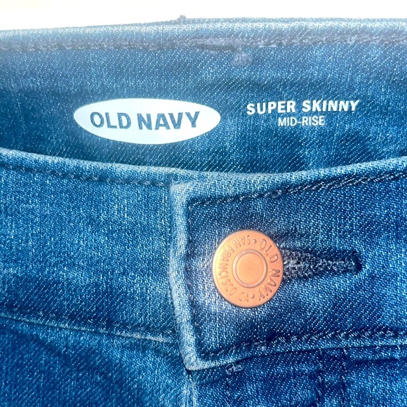 ✨🆕BNWT!Old Navy Super Skinny Mid-Rise Dark Denim Jeans Sz 0 Short Womens Jeans✨ - Picture 3 of 7